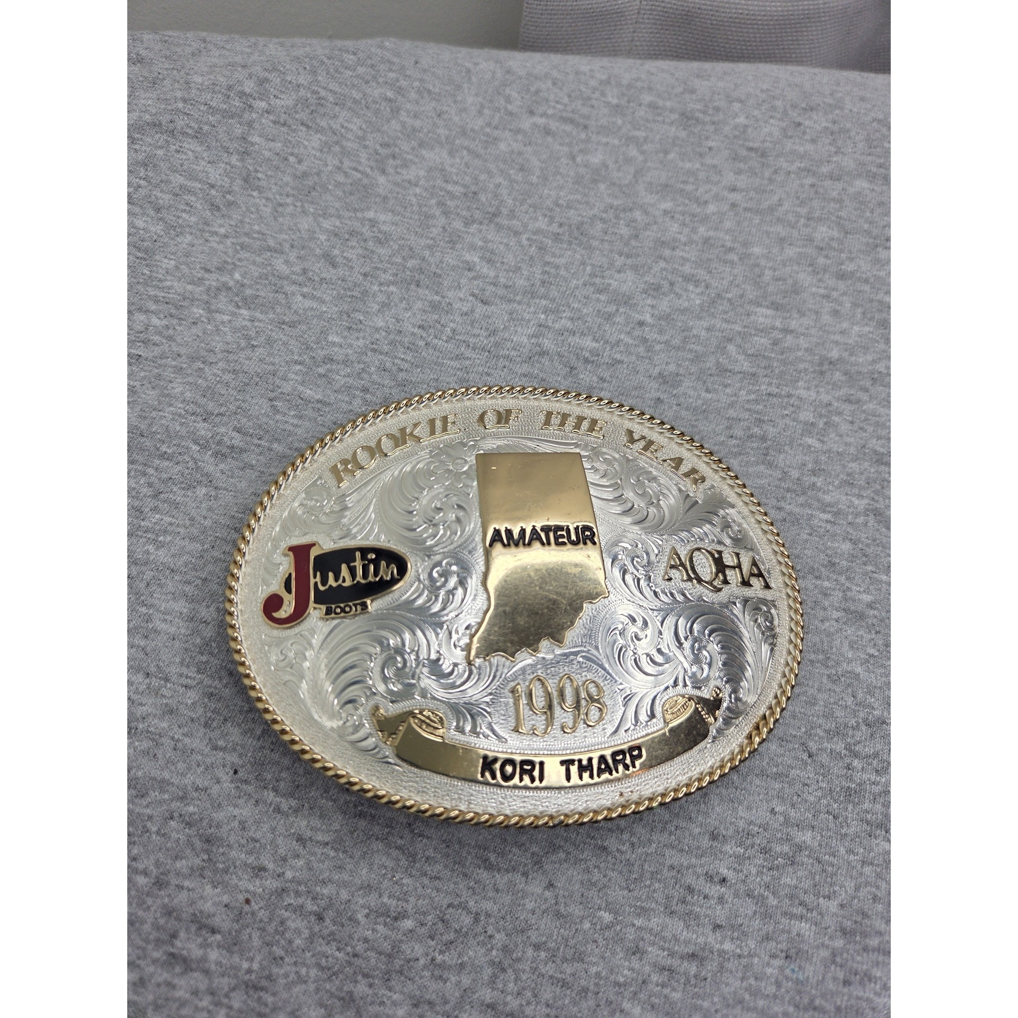 Montana Silversmiths Aqha Rodeo Bull Riding 1998 Rookie Of The Year Belt Buckle